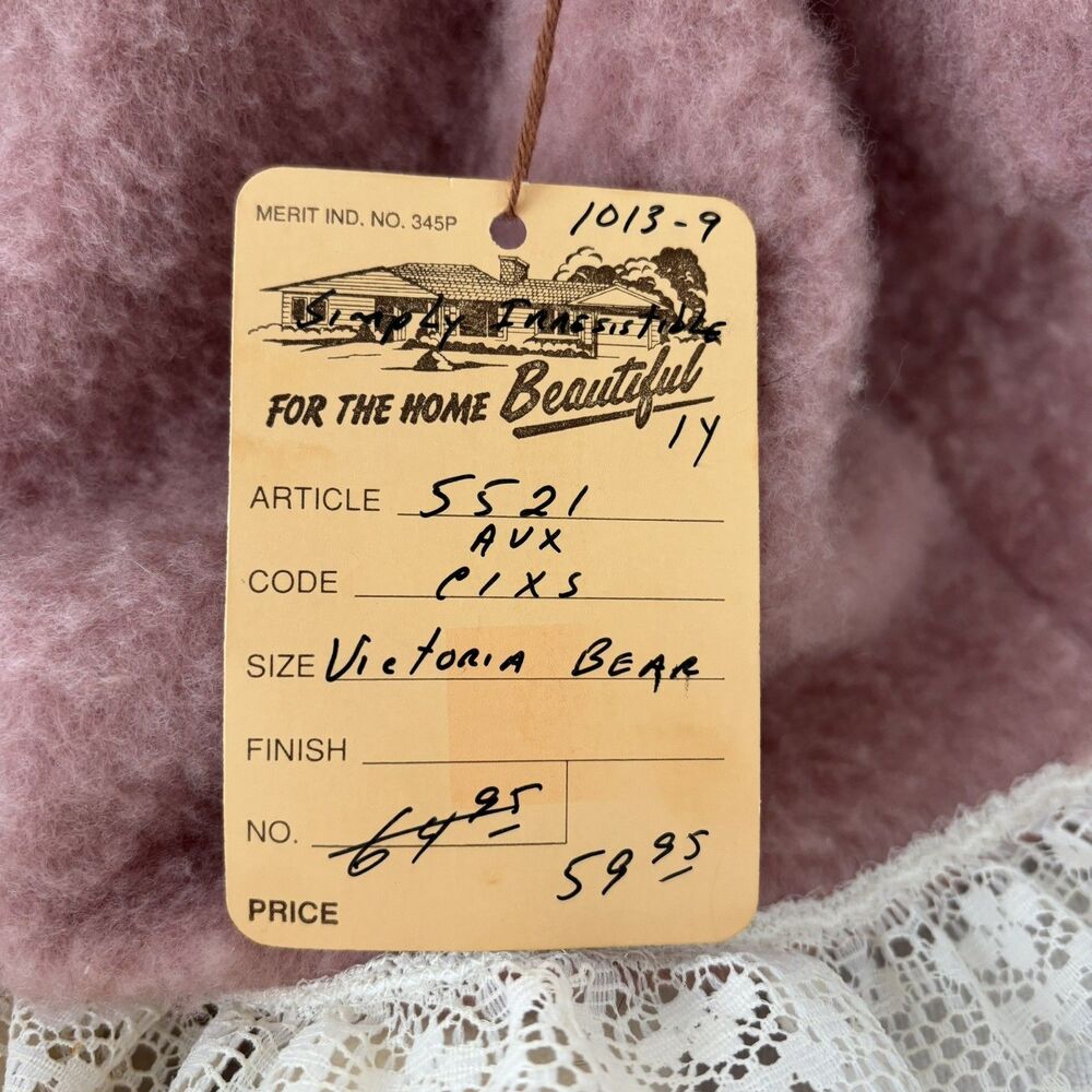 Vintage Handmade Wool Teddy Bear w/ Dress & Hat 23" Soft Stuffed Plush Victoria - Picture 3 of 14